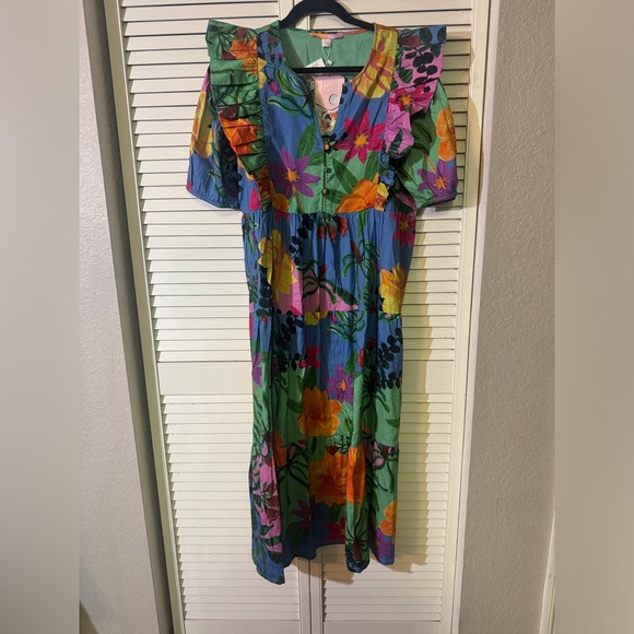 NWT BRITON COURT Agata midi Dress, Floral Size Large and XL. - Picture 6 of 11